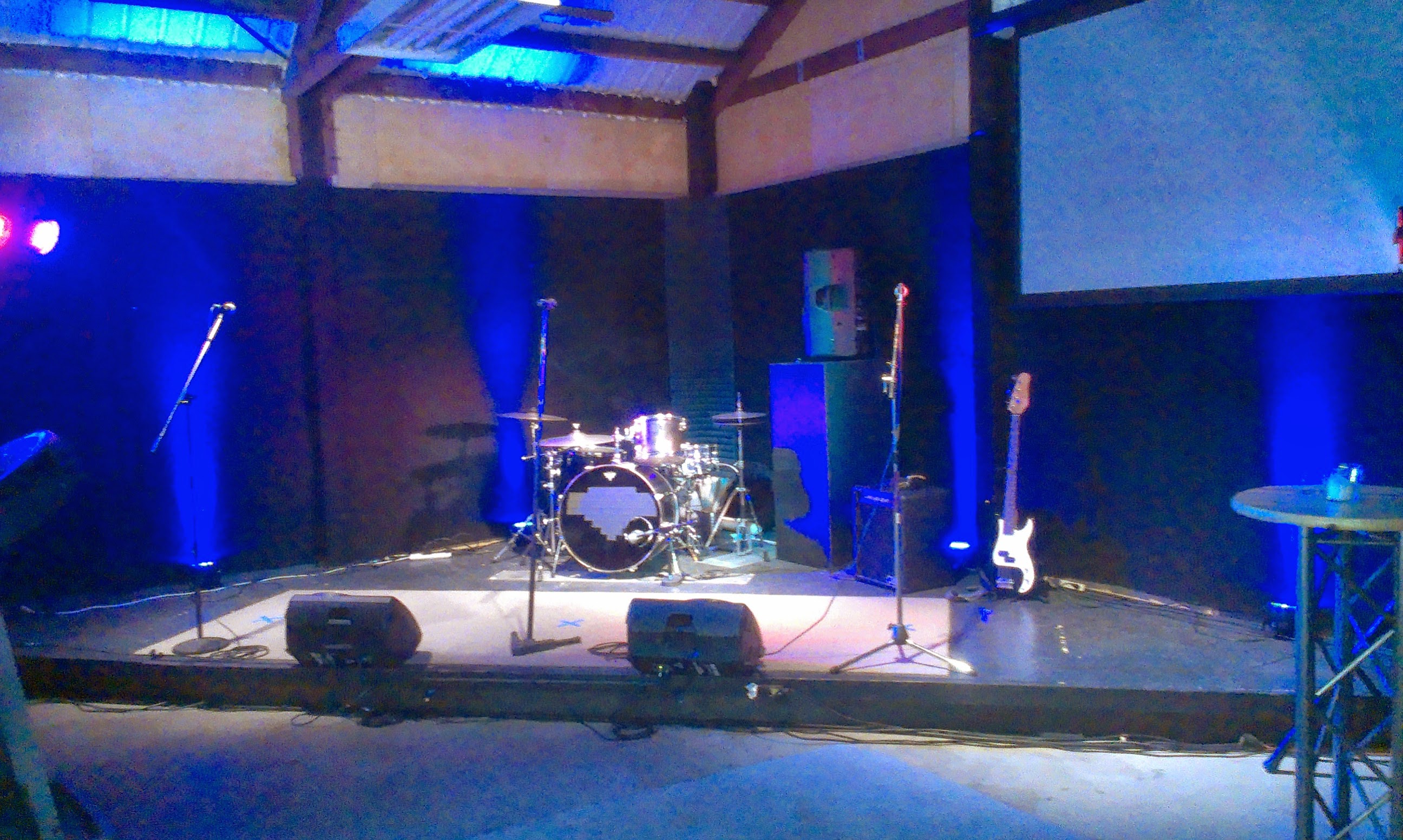 Cozy venue with small PA setup